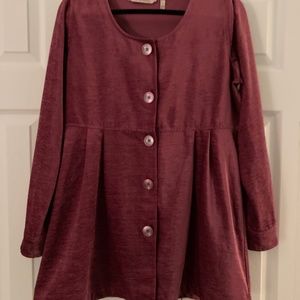 Soft Surroundings rose/pink long-sleeved pleated velvet tunic - size medium